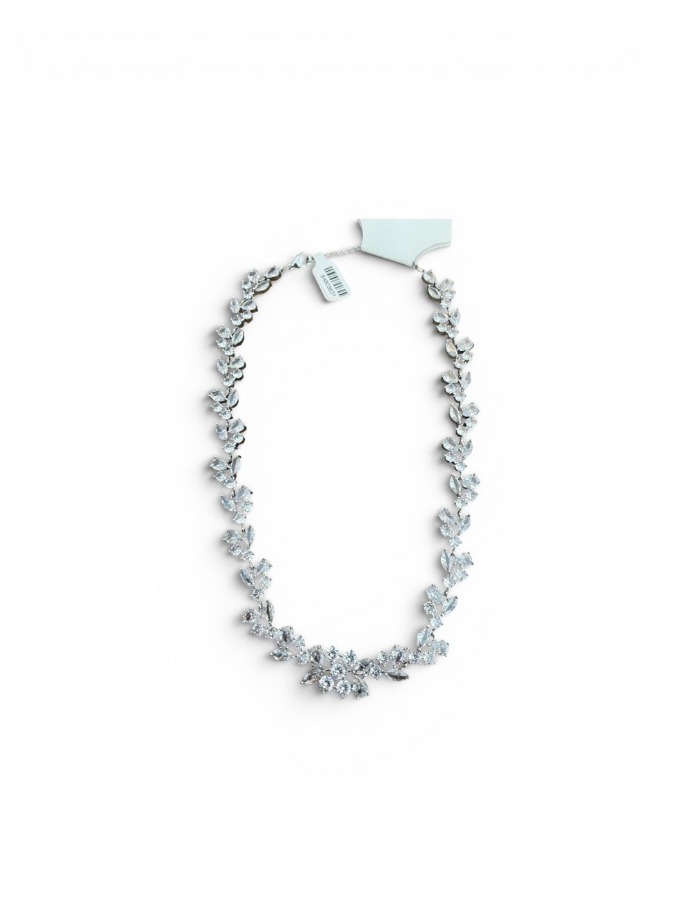 Silver Crystal Floral Necklace - Elegant Women's Jewelry